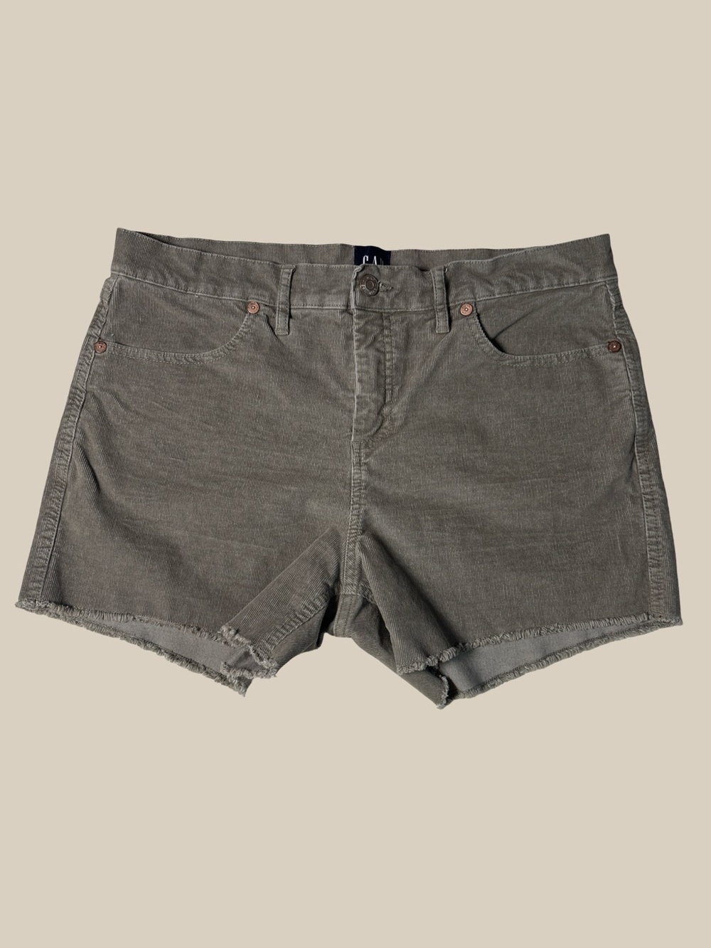 Gap Women’s Corduroy Cut Off Shorts Green Grey Casual SZ 10